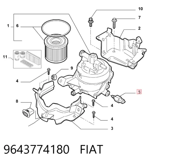 Sensor de presión de combustible 9643774180 Fiat/Alfa/Lancia