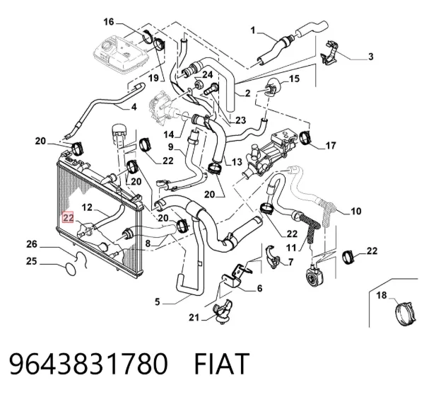 Abrazadera de resorte 9643831780 Fiat/Alfa/Lancia