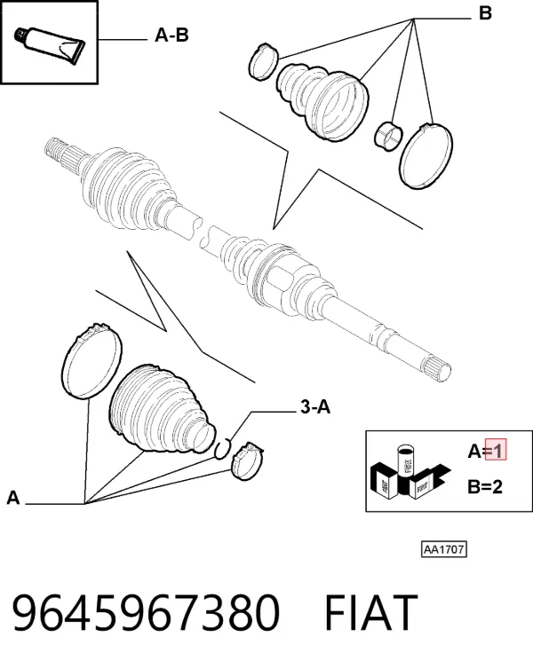 Fuelle de palier delantero exterior 9645967380 Fiat/Alfa/Lancia
