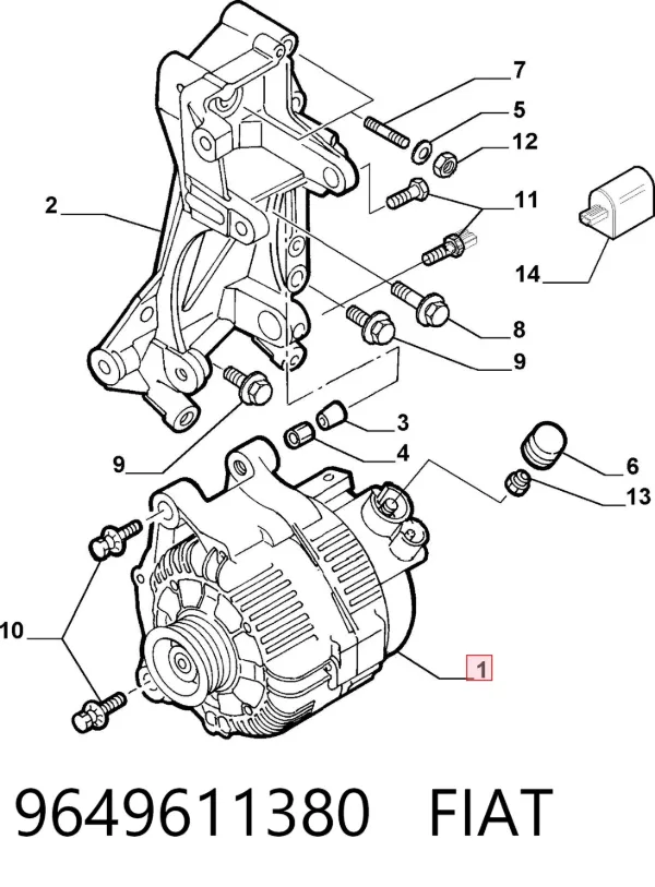 Alternador 9649611380 Fiat/Alfa/Lancia