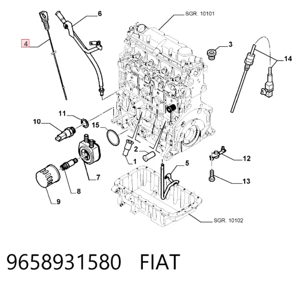 Varilla de aceite 9658931580 Fiat/Alfa/Lancia