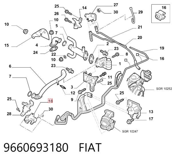 Válvula solenoide de control de presión de sobrealimentación 9660693180 Fiat/Alfa/Lancia