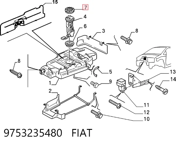 Tapa de depósito de combustible 9753235480 Fiat/Alfa/Lancia