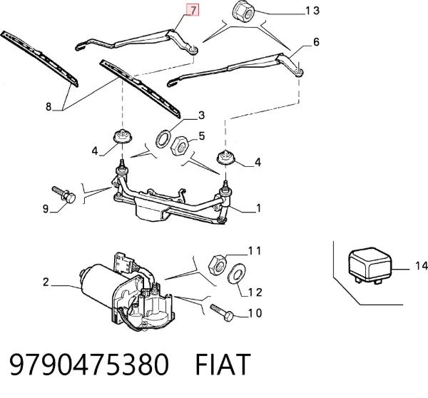 Brazo del limpiaparabrisas 9790475380 Fiat/Alfa/Lancia