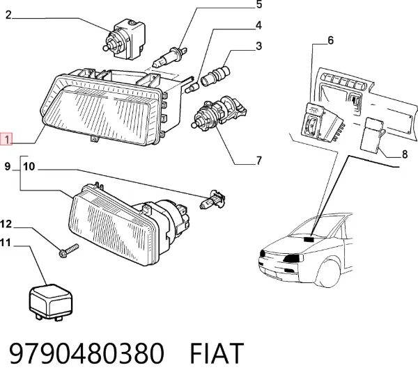 Faro derecho 9790480380 Fiat/Alfa/Lancia