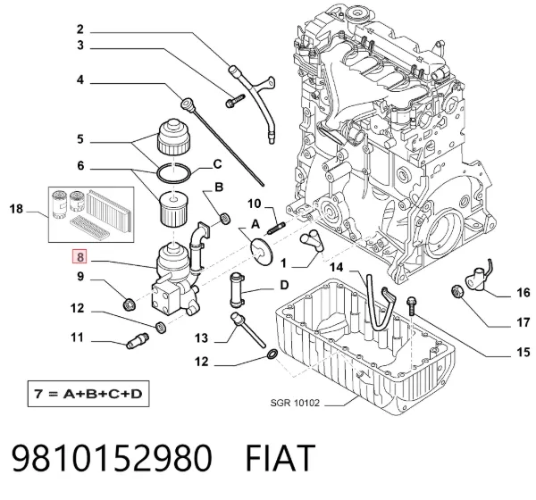 Portafiltro de aceite 9810152980 Fiat/Alfa/Lancia