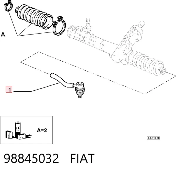 Rótula barra de dirección 98845032 Fiat/Alfa/Lancia