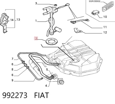 Junta del sensor de nivel de combustible/bomba de combustible (depósito de combustible) FIAT 992273