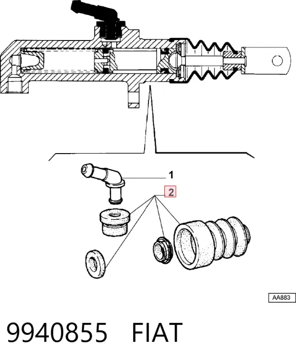Juego de reparación cilindro maestro de embrague 9940855 Fiat/Alfa/Lancia