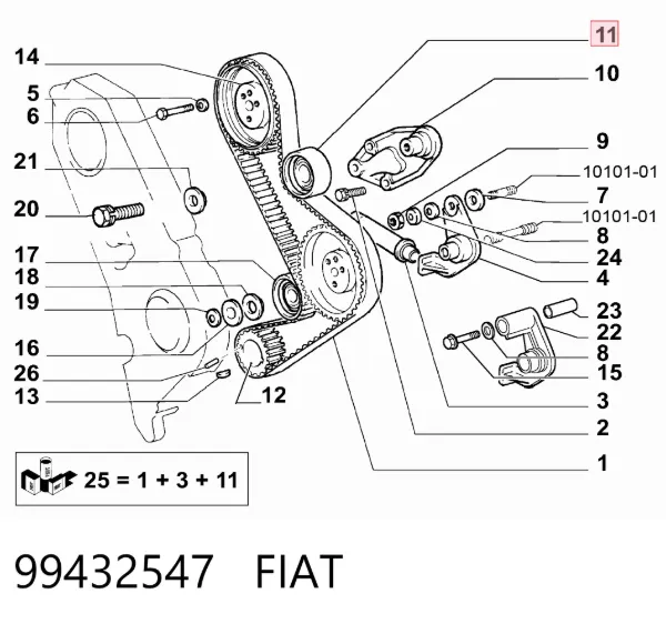 Polea correa distribución 99432547 Fiat/Alfa/Lancia