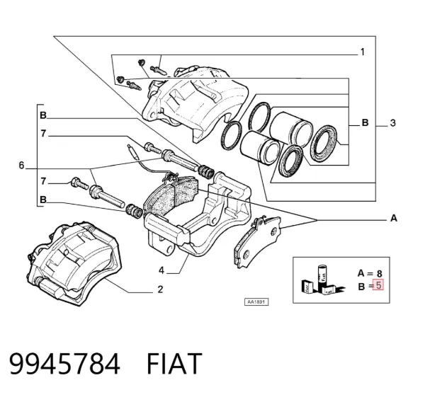 Kit de reparación de pinzas de freno 9945784 Fiat/Alfa/Lancia