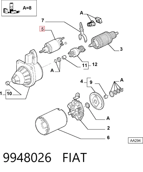 Solenoide de arranque 9948026 Fiat/Alfa/Lancia