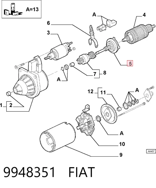 Reductor de arranque 9948351 Fiat/Alfa/Lancia