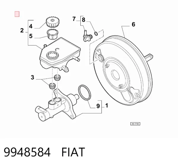 Tapa del depósito del cilindro maestro de freno 9948584 Fiat/Alfa/Lancia