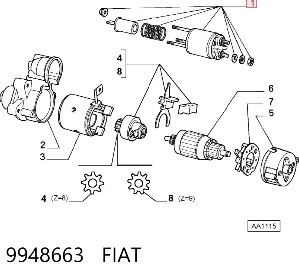 Solenoide de arranque 9948663 Fiat/Alfa/Lancia
