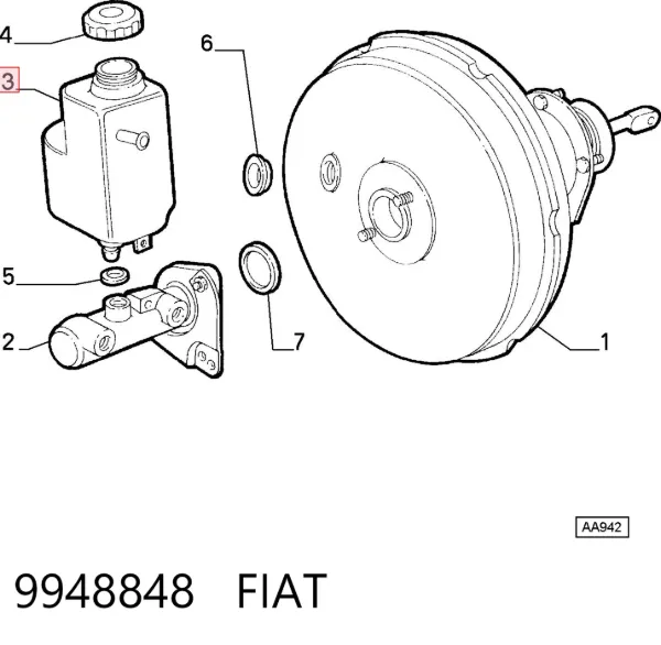Depósito de líquido de frenos 9948848 Fiat/Alfa/Lancia