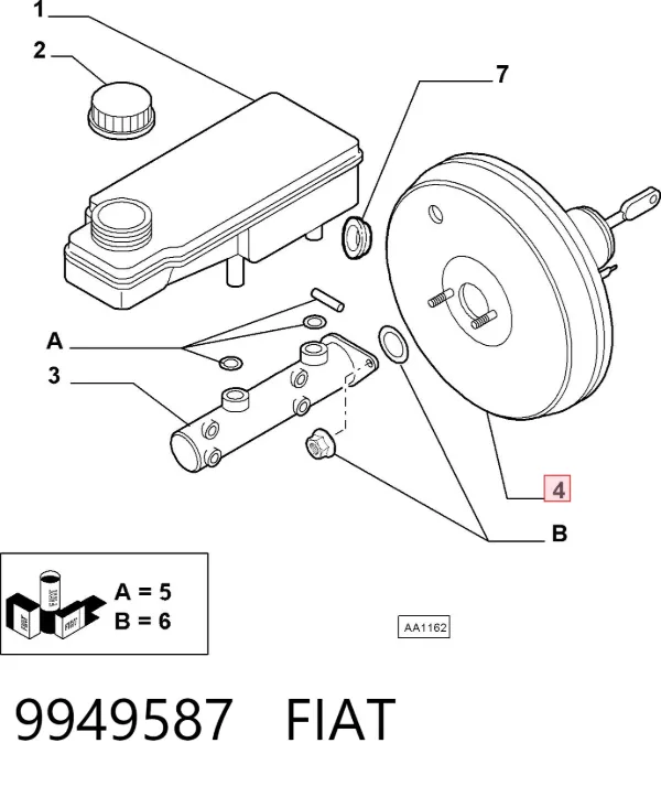 Cilindro maestro de frenos 9949587 Fiat/Alfa/Lancia