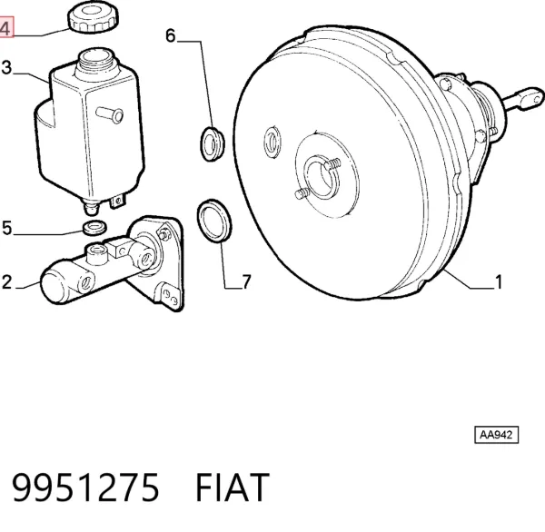 Tapa del depósito del cilindro maestro de freno 9951275 Fiat/Alfa/Lancia