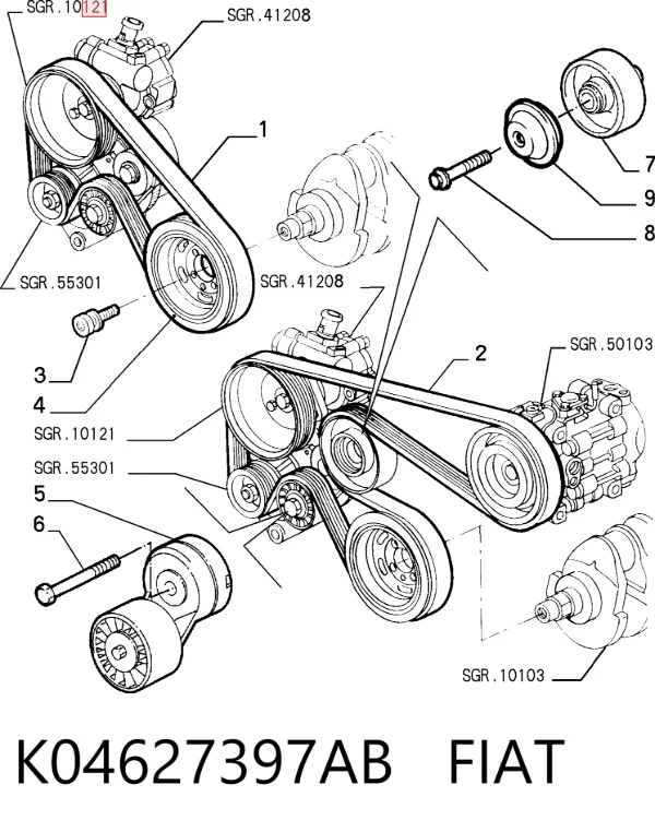 Correa de alternador K04627397AB Fiat/Alfa/Lancia