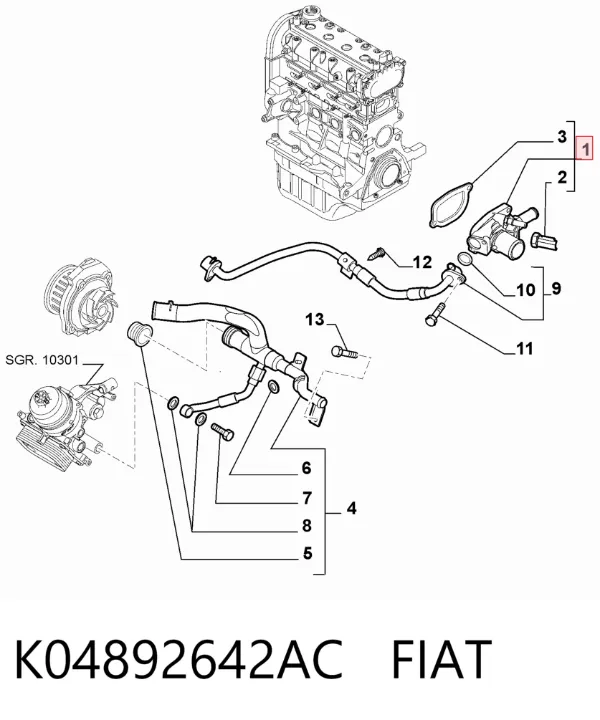 Termostato K04892642AC Fiat/Alfa/Lancia