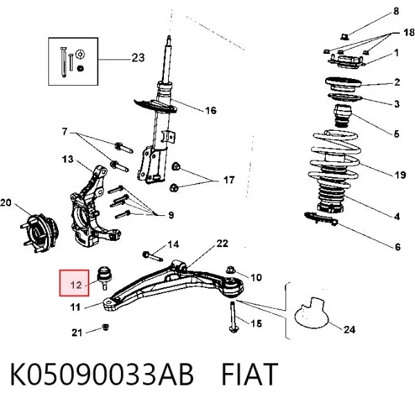 Rótula inferior de suspensión K05090033AB Fiat/Alfa/Lancia