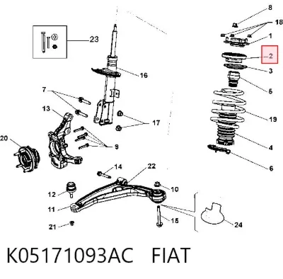 Rodamiento de soporte del amortiguador delantero FIAT K05171093AC