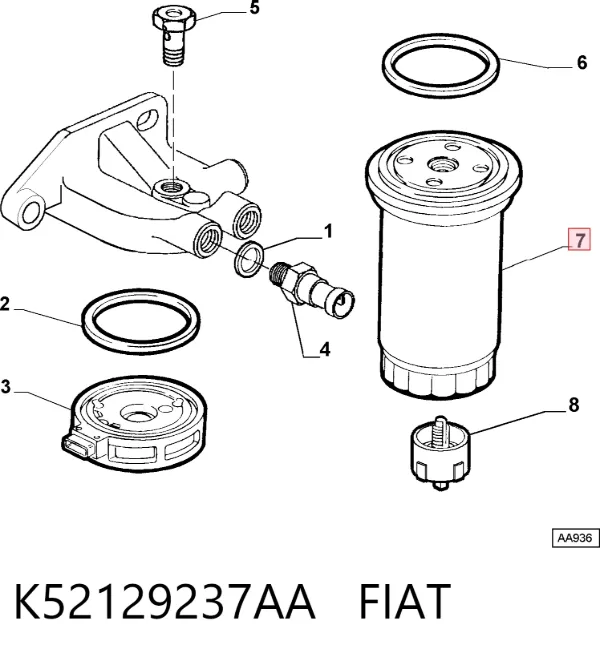 Filtro de combustible K52129237AA Fiat/Alfa/Lancia