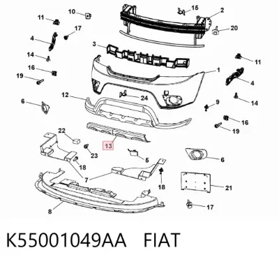 Moldura central del parachoques trasero FIAT K55001049AA
