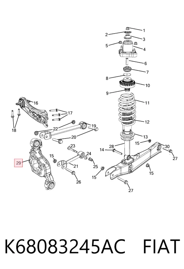 Mangueta trasera izquierda K68083245AC Fiat/Alfa/Lancia