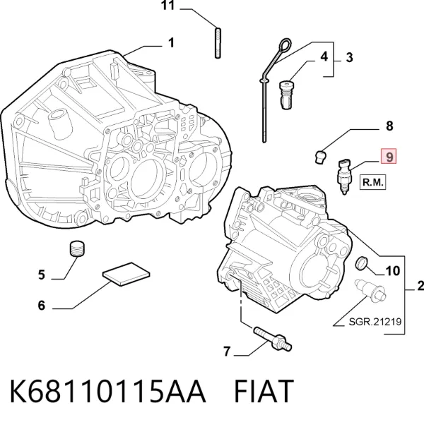 Sensor de marcha atrás K68110115AA Fiat/Alfa/Lancia
