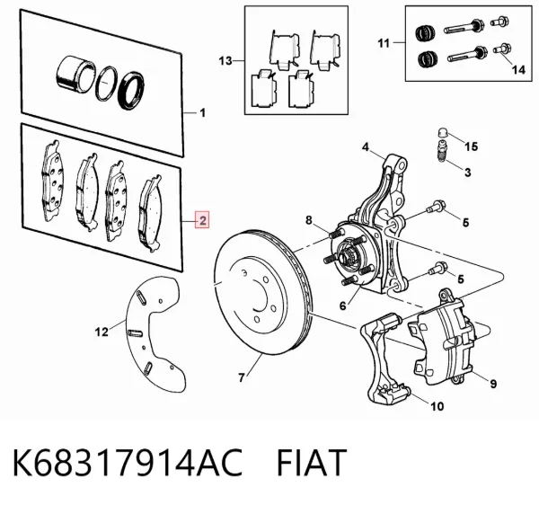 Pastillas de freno K68317914AC Fiat/Alfa/Lancia