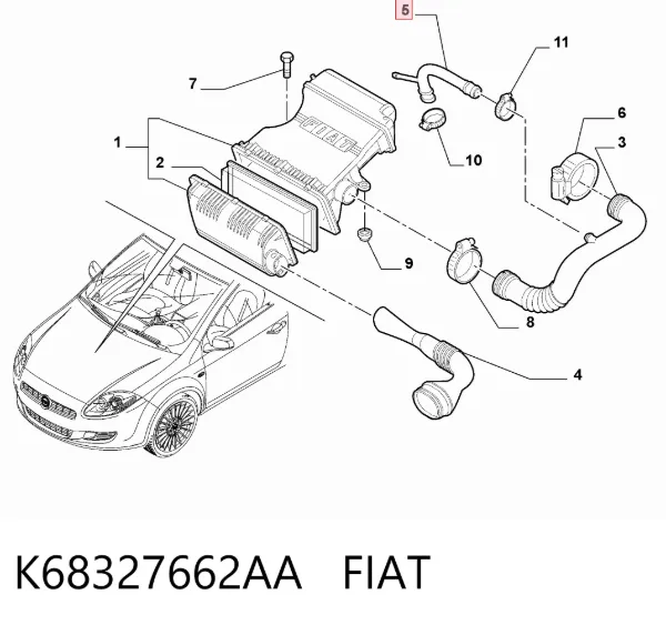 Tubo de ventilación del cárter K68327662AA Fiat/Alfa/Lancia
