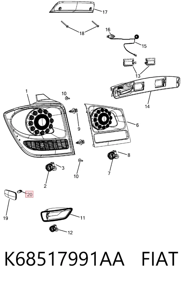 Luz intermitente de guardabarros K68517991AA Fiat/Alfa/Lancia