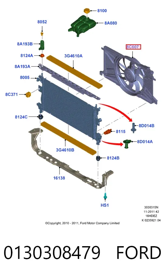 Ventilador de radiador 0130308479 Ford
