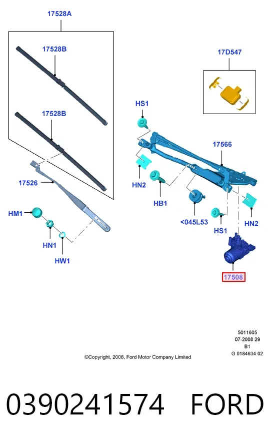 Motor limpiaparabrisas 0390241574 Ford