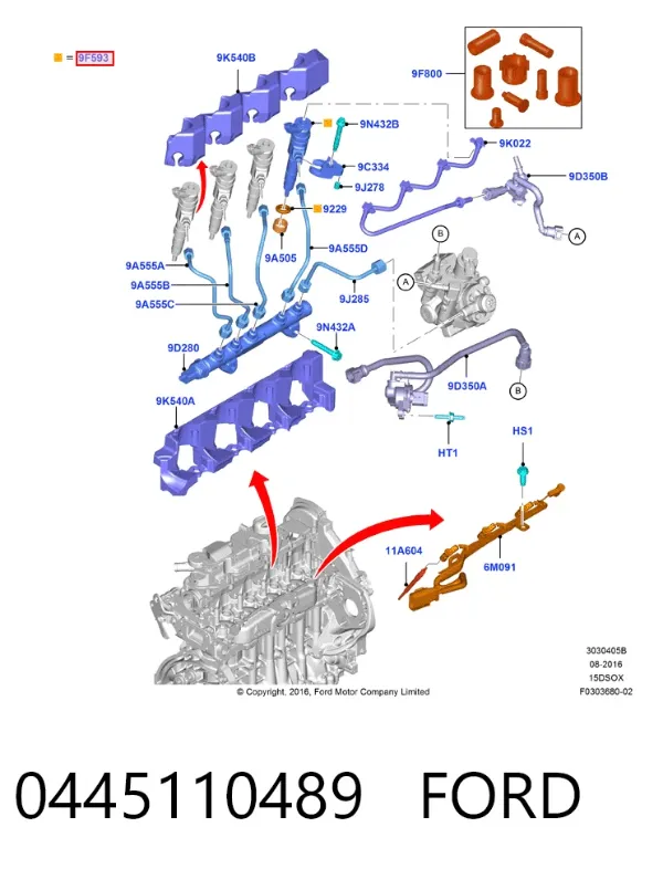 Inyector 0445110489 Ford