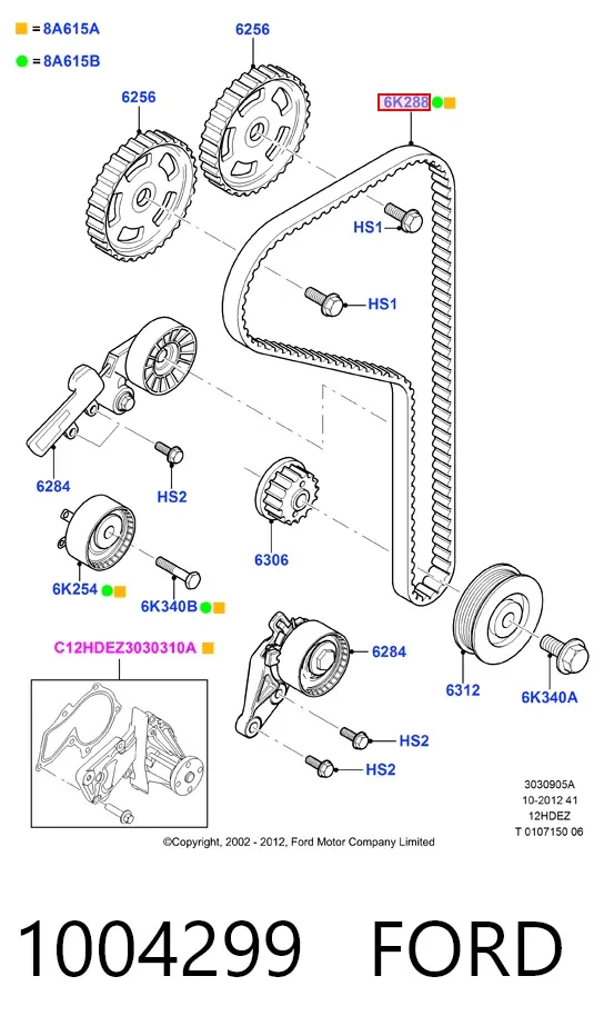 Correa distribución 1004299 Ford
