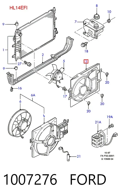 Ventilador del motor Ford Escort '95