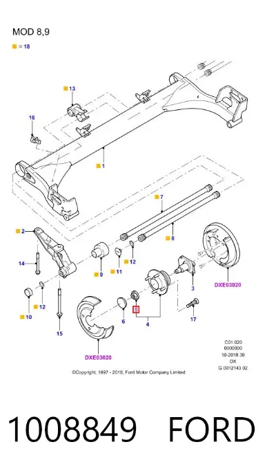 Tuerca del cubo de la rueda delantera FORD 1008849
