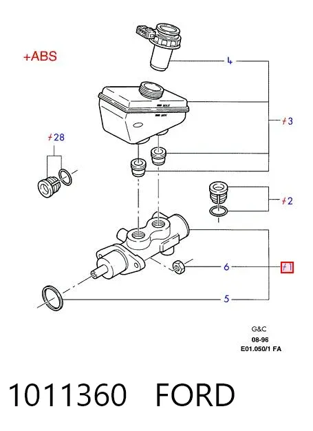 Cilindro maestro de frenos 1011360 Ford