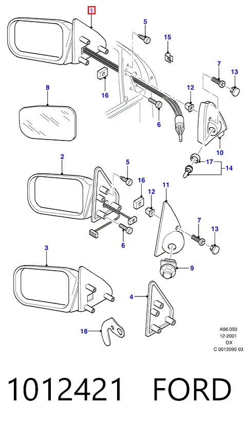 Espejo de retrovisor izquierdo 1012421 Ford