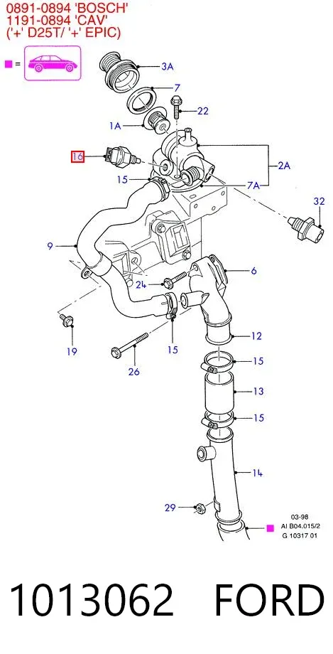 Sensor de temperatura 1013062 Ford