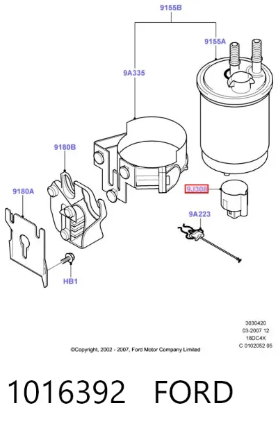 Sensor de nivel de agua del filtro de combustible FORD 1016392