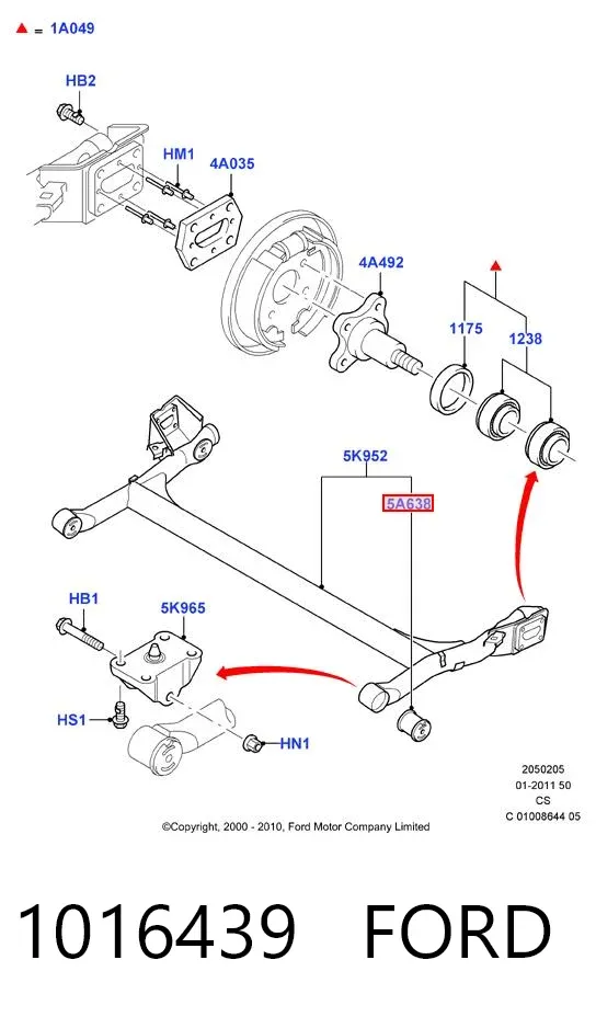 Silentblock trasero 1016439 Ford