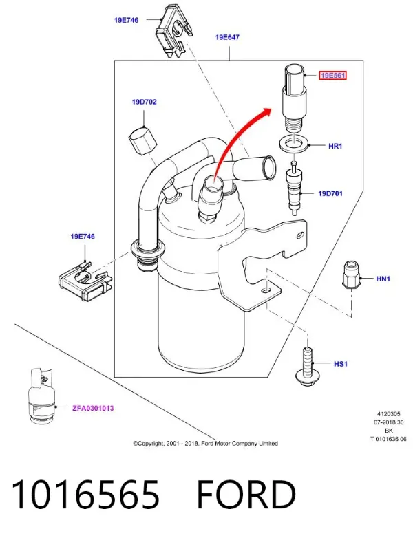 Sensor de presion de aire acondicionado 1016565 Ford