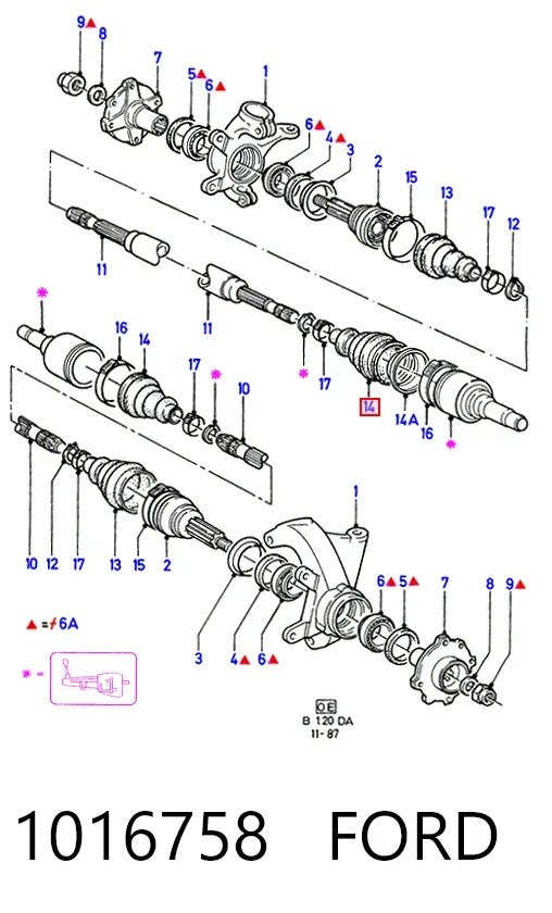 Fuelle de semieje delantero interior 1016758 Ford