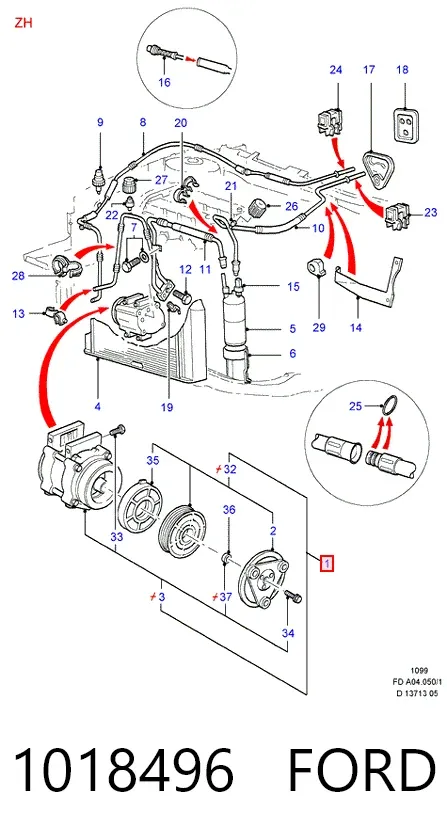 Compresor de aire acondicionado 1018496 Ford