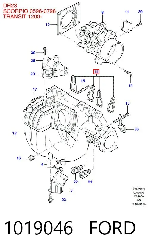 Junta de colector de admisión 1019046 Ford