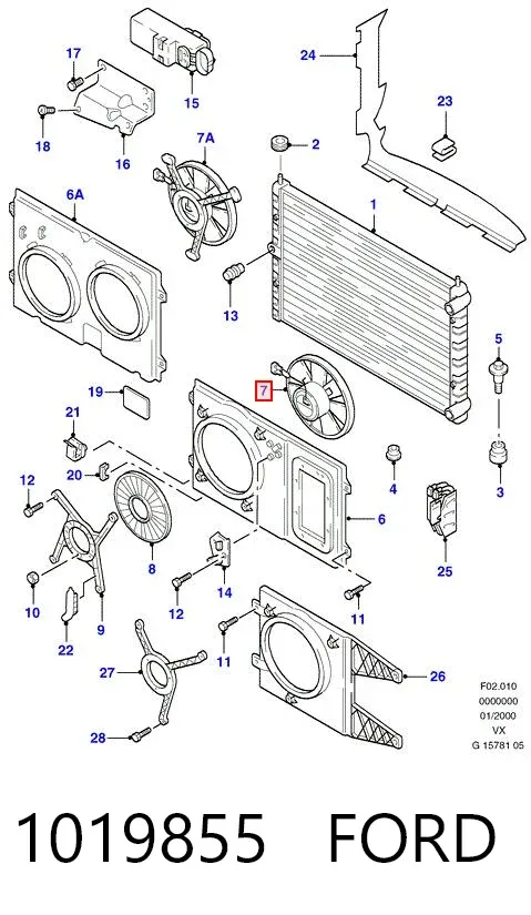 Motor ventilador del radiador 1019855 Ford