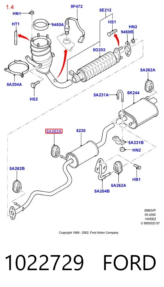 Soporte escape 1022729 Ford